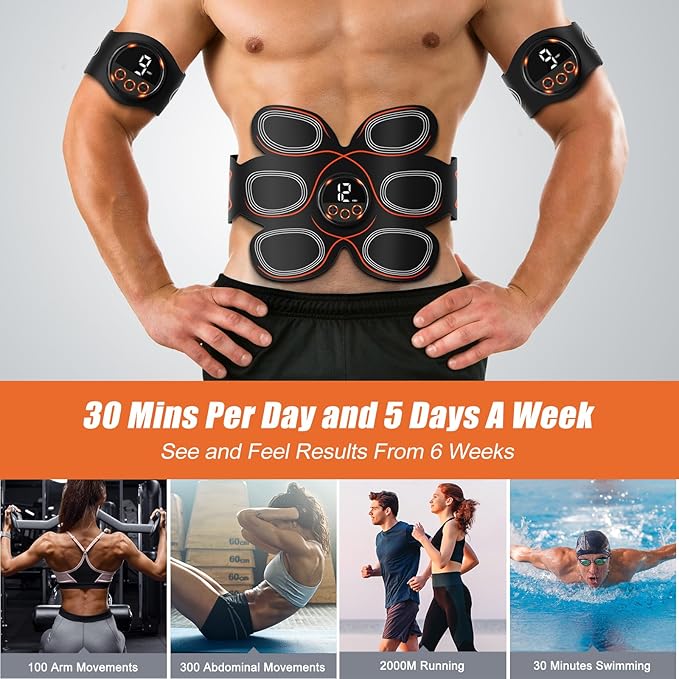 BLASET ABS Muscle Stimulator, Ab Toning Trainer Fitness Belt, Workout Equipment for Abdomen, Arms and Thighs