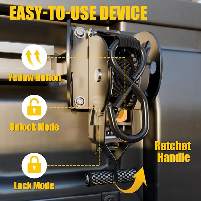 Retractable Ratchet Straps Compatible with 2022-2025 2026 Ford Maverick Retracting Straps Auto Retract Securing Strap Tie Down System 2PCS for 2024 Maverick Accessories