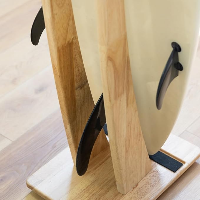StoreYourBoard SurfStand, Vertical Surfboard Stand, Freestanding Wooden Indoor Display for Shortboard and Longboard, Adjustable to Fit Boards 16" to 26" Wide
