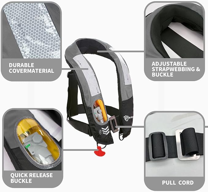 Automatic Inflatable Life Jacket,Preserver PFD for Adults,Life Vest for Adult,Supports Weight up to 330 pounds