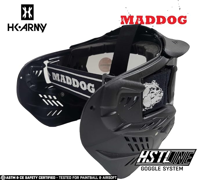 Maddog HK Army HSTL Paintball Airsoft Mask Goggle System | Replaceable Thermal Dual-Pane Anti Fog Lens | Adjustable Full-Face Safety Certified Protection