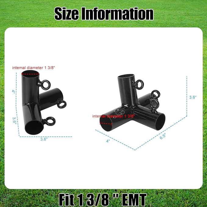 Aoneky 1 3/8 Inch Trapezoid Baseball Batting Cage Frame Corner Kit - Batting Cage Connector Kit