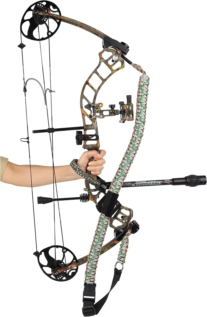 SUNYA Paracord Compound Bow Sling with V2 Upgraded Magnetic Connection System. Lightweight Hands Free Shoulder Carrying Sling for Bow Hunting, Field Archery and 3D