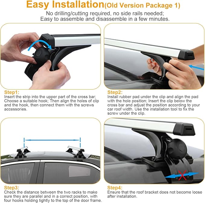 KOCASO 47 in Universal Top Roof Rack Cross Bar Cargo Carrier Aluminum Crossbar Rack w/ 165LBS Capacity Fit for Most Vehicle Wagon Car Without Roof Side Rail