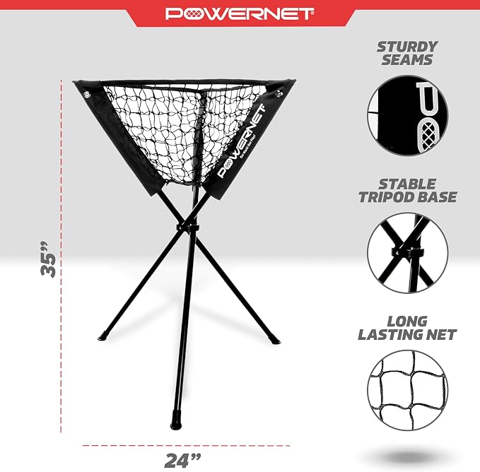 PowerNet Baseball Softball Portable Ball Caddy, Holds Bucket of Baseballs, Softballs, Tennis Balls, Use During Batting Practice Training and Drills
