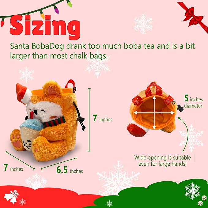 Rock Climbing Chalk Bag + Refillable Ball – Boba Dog Plush Animal Bag