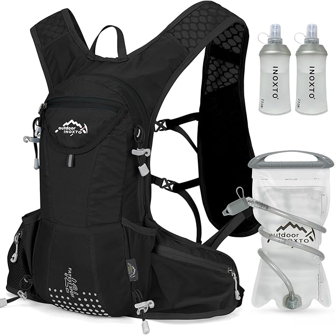 IX INOXTO Hydration Pack Backpack, Lightweight Water Backpack with 2L Hydration Bladder Daypack for Men Women,Running Hydration Vest for Trail Running Hiking Cycling Race Climbing