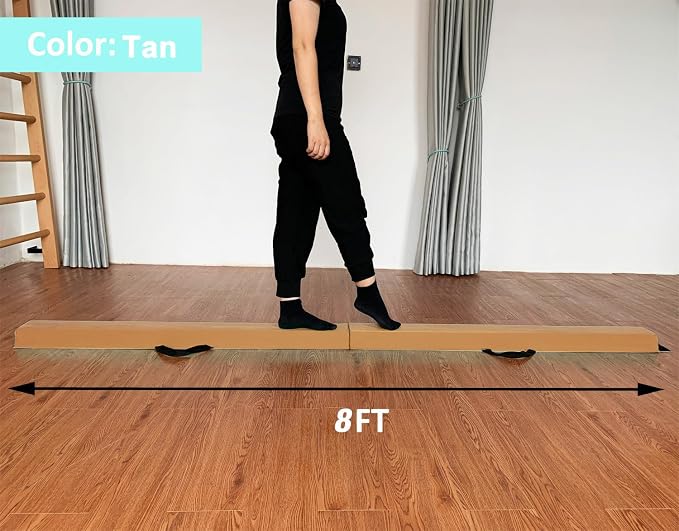 MARFULA 6 FT / 8 FT / 9 FT Folding Gymnastics Beam Foam Balance Floor Beam - Extra Firm - Suede Cover - Anti Slip Bottom with Carry Bag for Kids/Adults Home Use