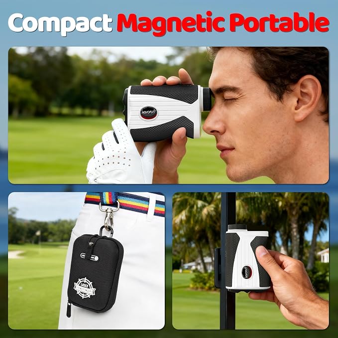 Golf Rangefinder with Slope - 1200 Yards Range Finder for Golfing/Hunting, 7X Magnification, Flag Pole Locking Vibration, Rechargeable Range Finders with Magnet Stripe, Best Golf Accessories Gift