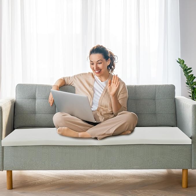 Frienda 2 Pack 1" x 24" x 24" Upholstery High Density Foam Cushion Replacement Square Cut to Size Foam Couch for Chair Couches Padding Shipping Packing DIY Cosplay Projects(White)