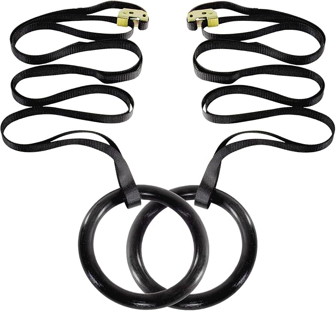 ProsourceFit Fitness Gymnastics Rings with Straps for Total Body Conditioning at Home