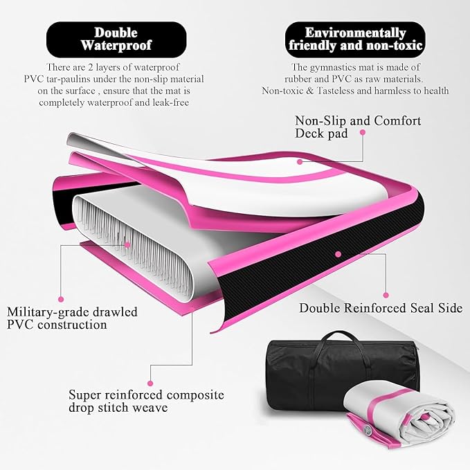 Estgora Gymnastics Mat for Tumbling Tumble Track, Thick Inflatable Gymnastic Training Equipment For kids At Home Gym Cheerleading with Electric Pump