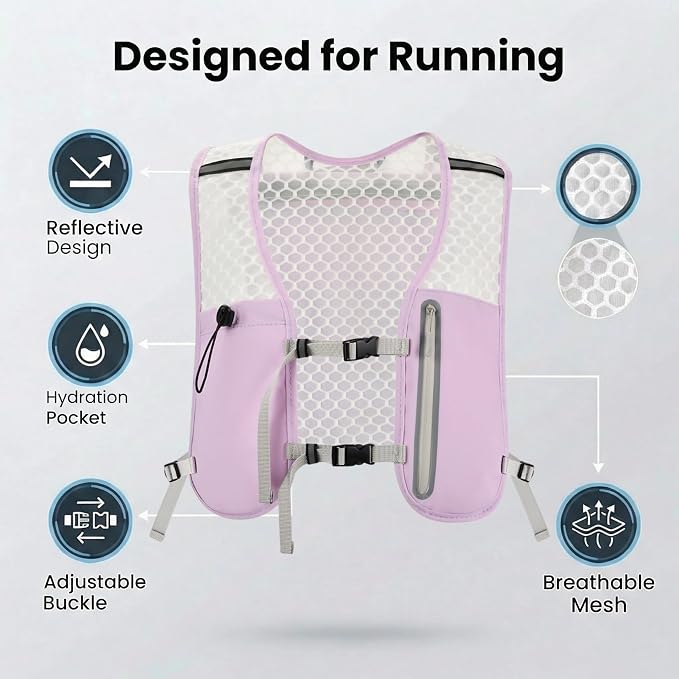 Running Vest for Women Men Hydration Backpack with 500ml Soft Flask Lightweight Water Pack