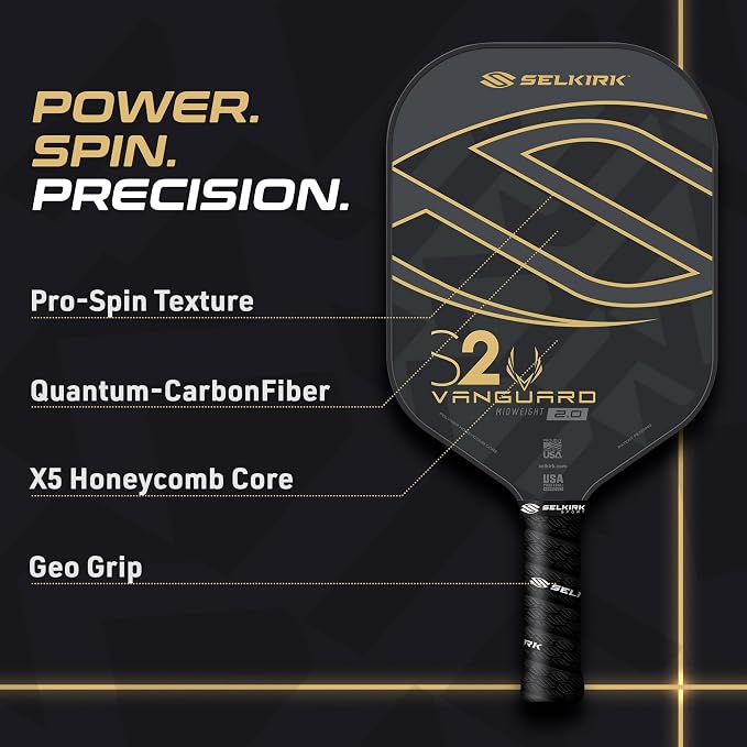 Selkirk Sport Vanguard Hybrid Pickleball Paddle | Carbon Fiber Pickleball Paddle with a Polypropylene X5 Core | Pickleball Rackets