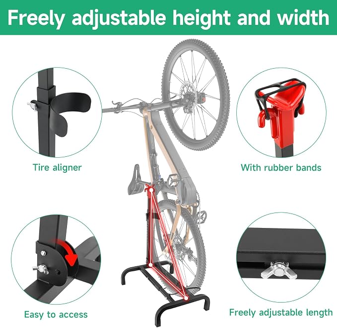 SANLIKE Vertical Bike Stand,Freestanding Space-Saving Bike Rack with Adjustable Height,The Original Vertical Bicycle Floor Stand for Garage Storage, Indoor and Outdoor-Safe & Secure Bike Storage Rack