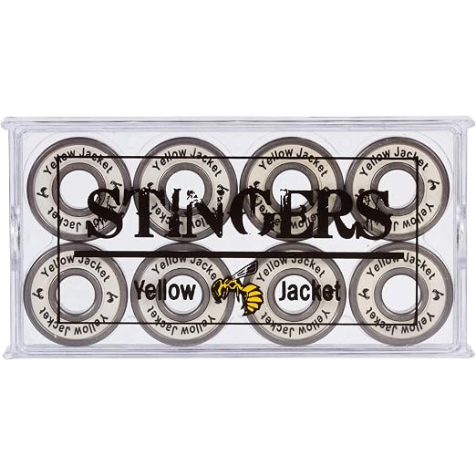 Yellow Jacket Premium Skateboard Bearings, Pro Longboard Bearings, 608, ABEC 11, White Lightning (Pack of 8)