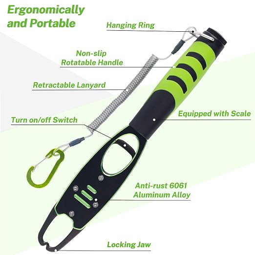 Night Cat Fish Lip Gripper With Scale 2 in 1 Aluminum Alloy Grabber Professional Fishing Tool Kit for Men
