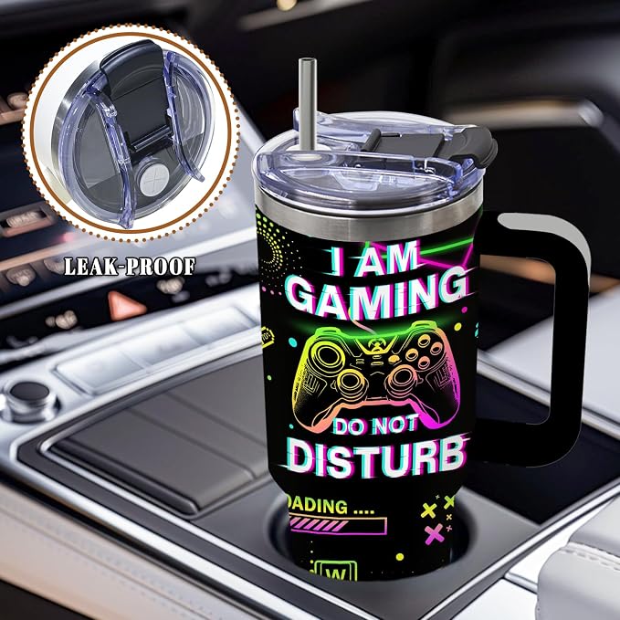 DUUV Funny Skull Gaming Tumbler 40oz, Insulated Gamer Gifts for Gamers Men | Gaming Gifts for Boys, Gamer Cup, Skeleton Tumbler Leakproof, Gamings Skeleton Water Bottle, Gamers Gift for Gamer, 1 Pack