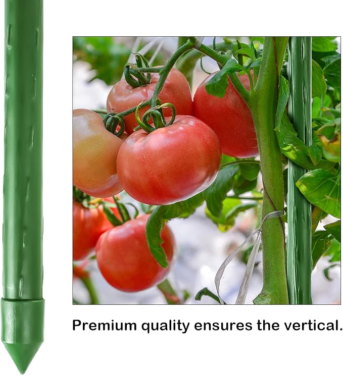 FEED GARDEN Garden Stakes 72 Inch 6ft 25 Pack, Sturdy Plant Metal Sticks Support, Plastic Coated Plant Stakes,Tomato Stakes, Beans,Trees
