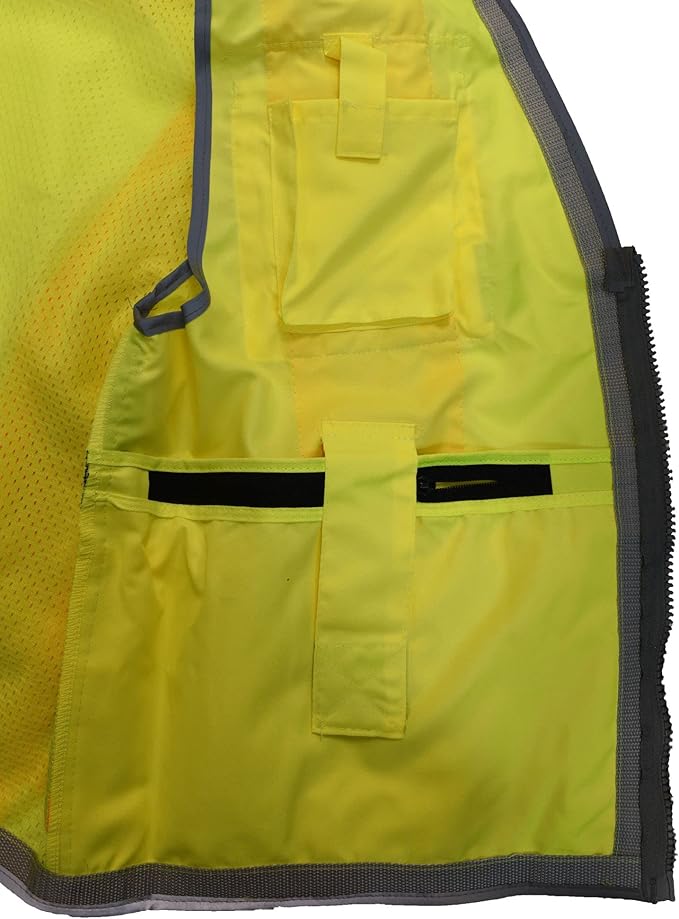 Radians SV55 Class 2 Heavy Woven Two Tone Engineer Vest with Padded Neck to Support Extra Weight in Cargo Pockets, Green, 2X-Large
