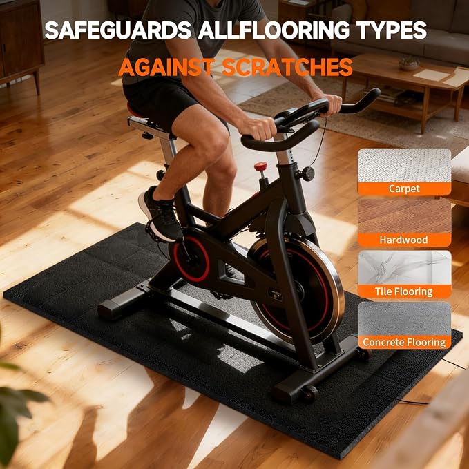 Stepwaver Treadmill Mat for Floor & Carpet Floors, 63" × 30", 0.25" Thick Non-slip Treadmill Mat for Carpet, Mat for Under Treadmill on Hardwood Floors for Bike, Elliptical, Treadmill