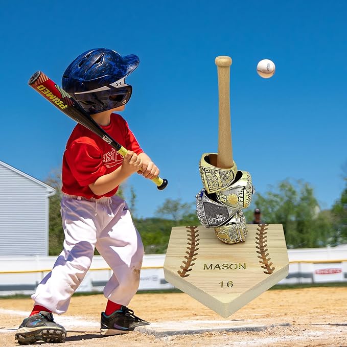 Championship Ring Display Case Baseball Ring Holder Accessories Softball Gifts League Trophy Sports Memorabilia Man Cave Decor Home Plate