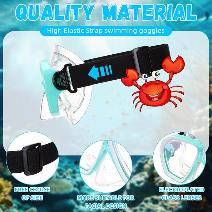 Fabbay 6 Pcs Adult Youth Swim Goggles with Nose Cover Elastic Strap Anti Fog Waterproof Snorkel Wide View Diving Swim Mask