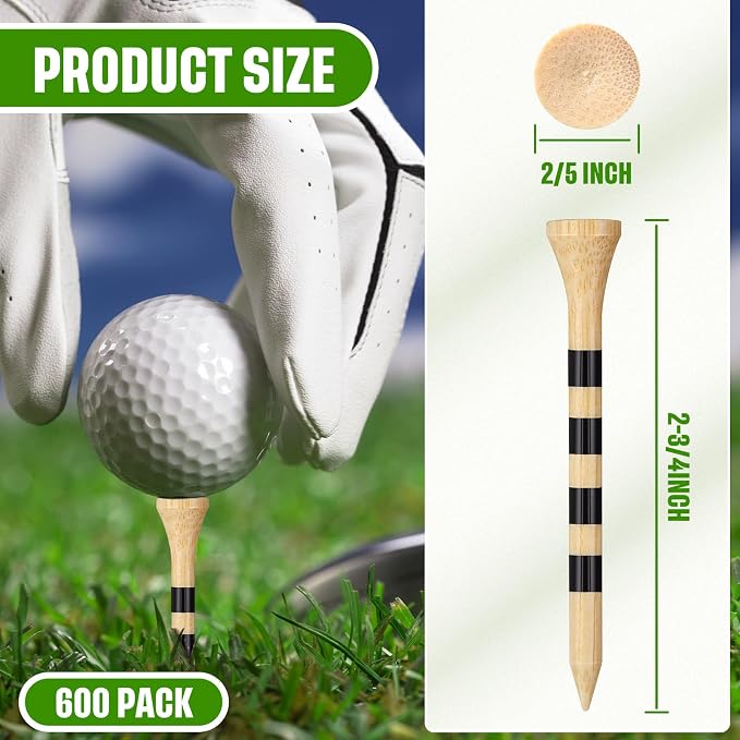 Mudder Golf Tees Bulk Wooden Bamboo Golf Tees Multicolor Wood for Men Balls Accessories
