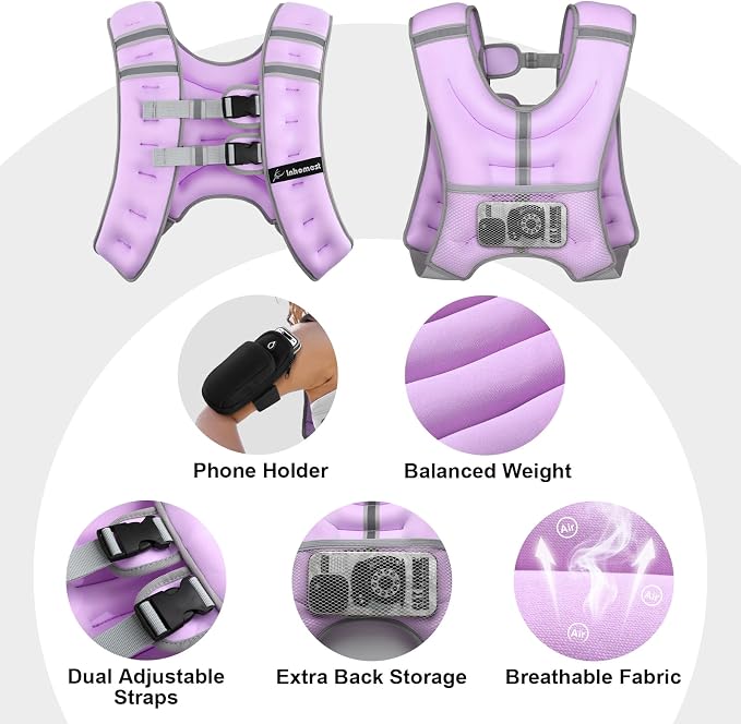 Weighted Vest Weight Vest for Men Women Kids Weights Included with Reflective Stripe, Body Weight Vests Adjustable for Running, Workout, Jogging, Walking