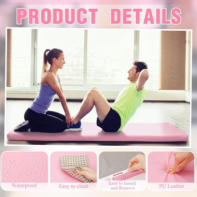 Lyrow 3 Inch 72"x 24" Thick Foldable Yoga Mat with Carry Strap, Non-slip Portable Foam Gym Mat for Yoga, Pilates and Stretching