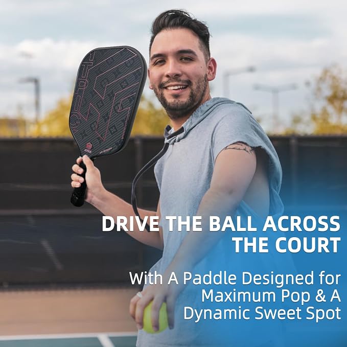 Pickleball Paddles, Professional Carbon Fiber Pickleball Paddle for High Spin & Powerful Shots with Honeycomb Core Pickleball Racket for Indoor Outdoor Play