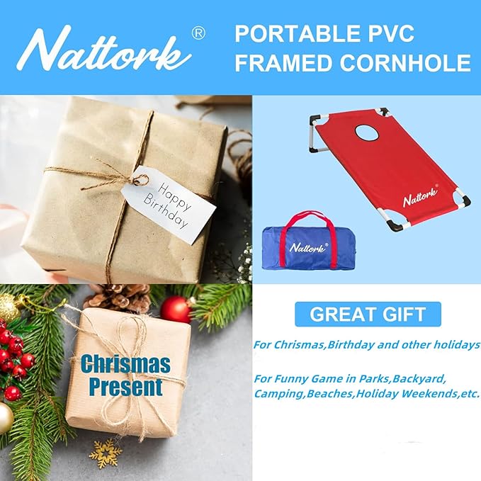 Portable Cornhole Set with 2 Collapsible Cornhole Boards, 8 Cornhole Bean Bags and Carrying Case for Yard Toss Game, Indoor Outdoor Camping Games for Family Parties (3 x 2-feet)