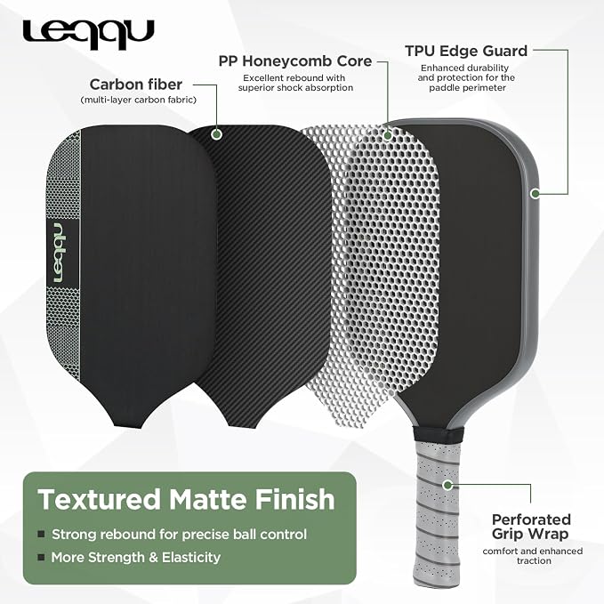 Carbon Fiber Pickleball Paddle, T700 Raw Carbon Fiber Surface, 16mm Polymer Honeycomb Core, Lightweight Durable Pickleball Racket, Ultimate Power & Spin for Men Women