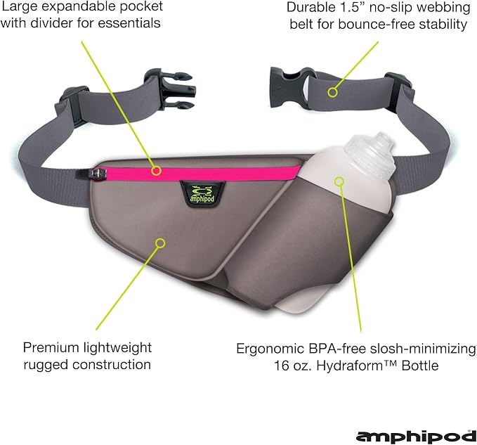 Amphipod High Five-K Bottle Pack, Runners Hydration Waist Belt for 5K/10K, Ultra Running & Walking, Men & Women