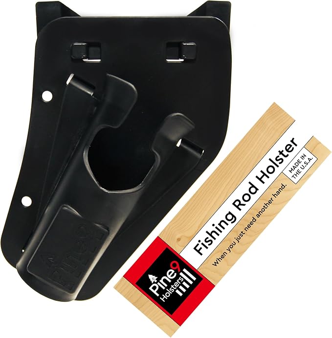 Ambie Fishing Rod Hip Holster - Patented Ambidextrous Quick-Draw Fishing Pole Holder, Made in USA - Spinning, Baitcaster & Centerpin Reels - Fits Any 1.5" Belt