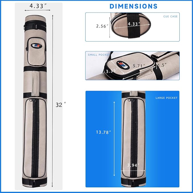 GSE Games & Sports Expert 2x2 Deluxe Hard Billiard Pool Cue Stick Carrying Case, Billiard Cue Case, Billiards Accessories (Several Colors Available)