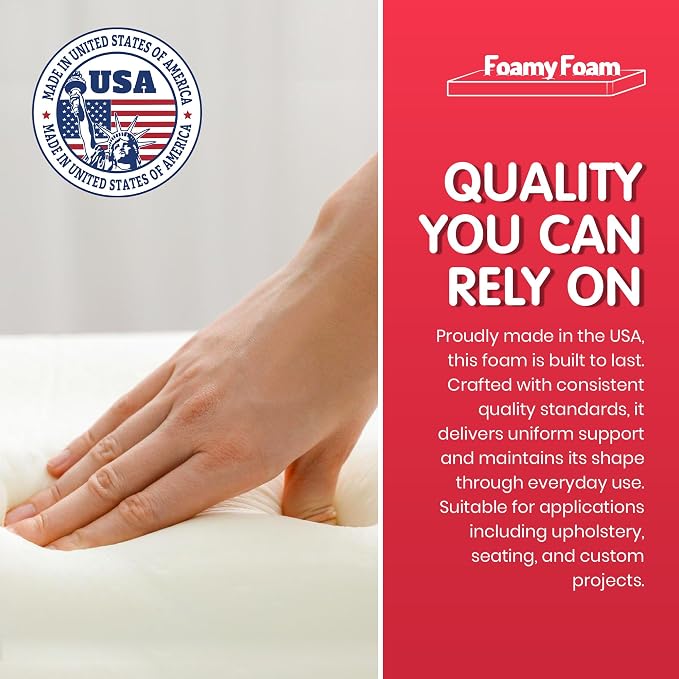 FOAMYFOAM 2Pack of High Density 6 inch Thick, 18 inch Wide, 18 inch Long Upholstery Foam, Cushion Replacement