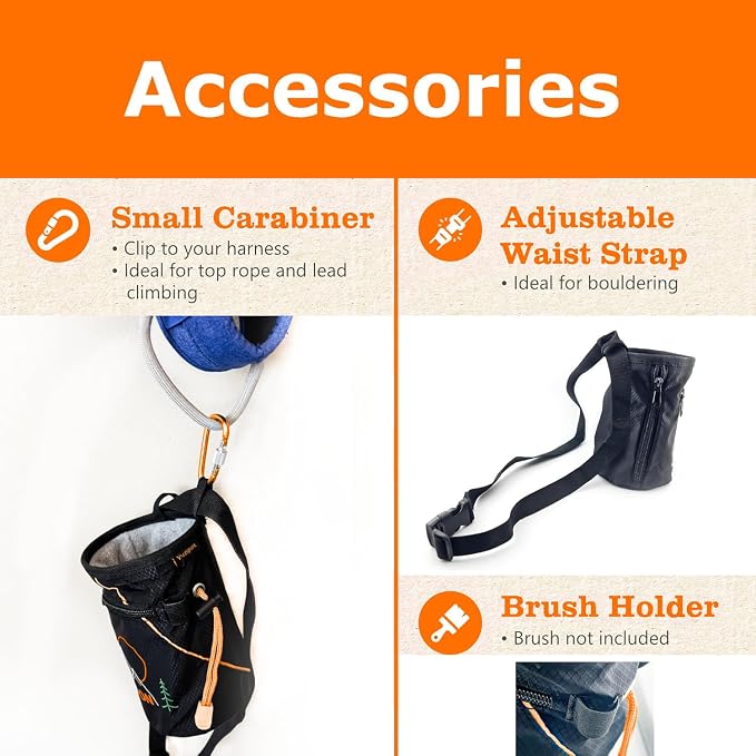 Chalk Bag + Ball for Rock Climbing, Bouldering, Top Rope | Climb On