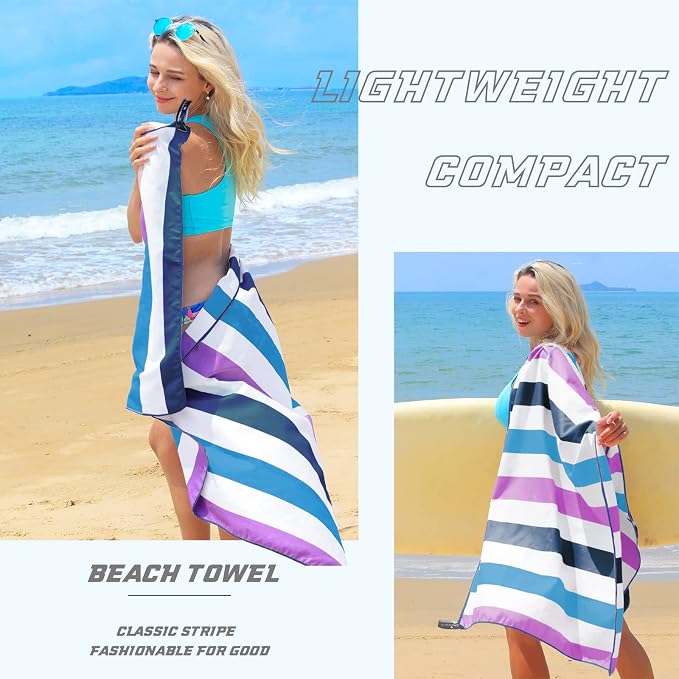 Exclusivo Mezcla Microfiber Quick Dry Beach Towel, Large Lightweight Sandfree Pool Towel for Swimming Camping Travel with Bag (Dark Purple, 30x60 Inches)