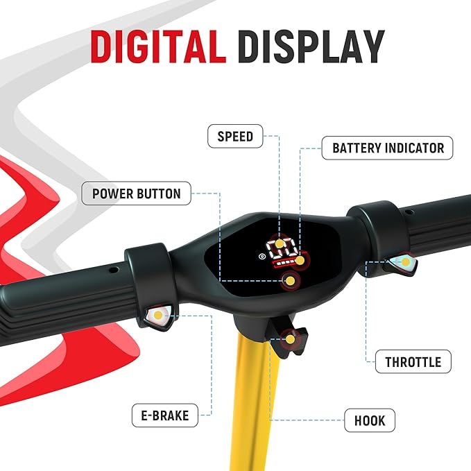 Foldable Electric Scooter for Kids, with Bright Front LED Lights,Shining Pedal, LED Display, Dual Brakes 150W Motor Kids Electric Scooter, UL2272 Certified
