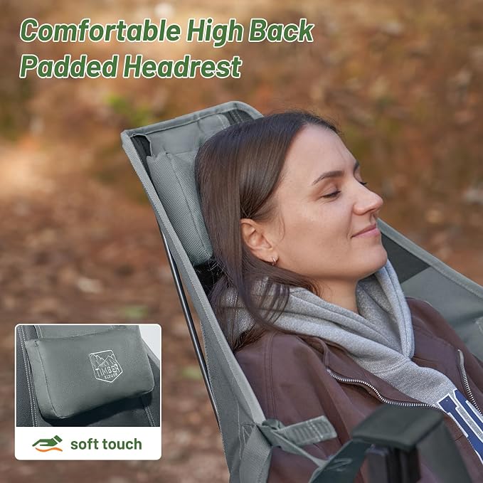 TIMBER RIDGE Hammock Camping Chair with Adjustable Backrest, Heavy Duty Folding Hammock Chair Supports 300lbs, Portable Hammock Chair for Camping, Travelling and Patio, Grey 2 Pack