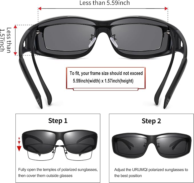 URUMQI Polarized Sunglasses Fit Over Glasses for Men Women, Wraparound Sun Glasses UV400 Protection for Driving Fishing
