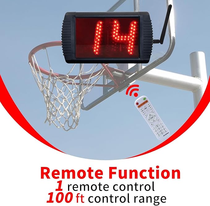 YZ 5 Inch LED Basketball Shot Clock Timer, Custom Countdown Timer (12/14/20/24/30 Seconds), Portable with Remote Control & Buzzer for Basketball Courts