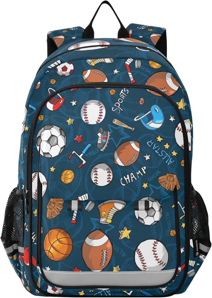 Fisyme Cartoon Baseball Sports School Backpack Laptop Backpacks Bags Bookbag Travel Casual Computer Notebooks Daypacks
