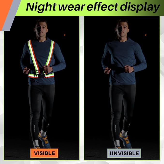 Hercicy Reflective Running Vest Reflective Running Shirt with Safety Straps High Visibility Construction Vest for Night Cycling Hiking Jogging Dog Walking