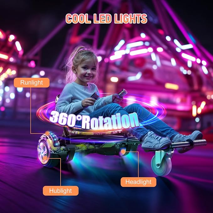 LIEAGLE Hoverboard, 6.5" Self Balancing Scooter Hover Board with Bluetooth Wheels LED Lights for Kids Adults