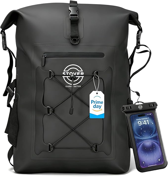 STOVER 5/10/25/30/40/55L Waterproof Dry Bag- Roll-Top Backpack w/Phone Case- Kayaking, Hiking, Camping, Boating- Men/Women