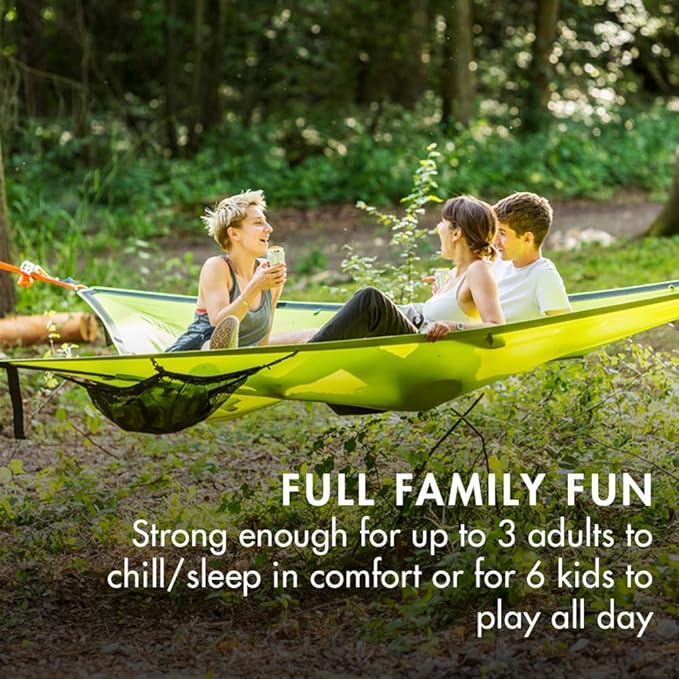 Tentsile Trillium Giant Hammock, The Original Tree Tent Company, 3 Adult Capacity, Anti-Roll, Central Hatch, Ratches and Straps Included, Designed in The UK (3 Person, Fresh Green)