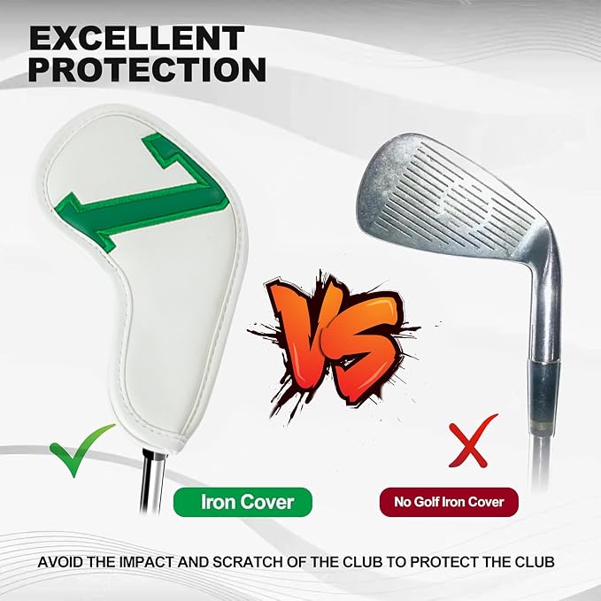 Golf 10pcs/12pcs Thick Synthetic Leather Golf Iron Head Covers Set Headcover Fit All Brands