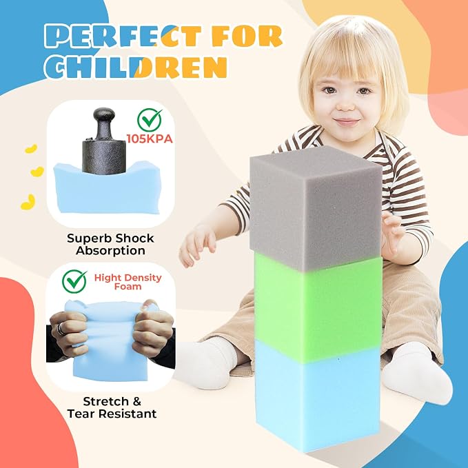 Foam Pit Cubes - 24 PCS 5 Inches Gymnastics Foam Blocks Trampoline Blocks, Multi-Sport Protective Padding for Freerunning, Trampoline, Parkour, Skate Parks & BMX